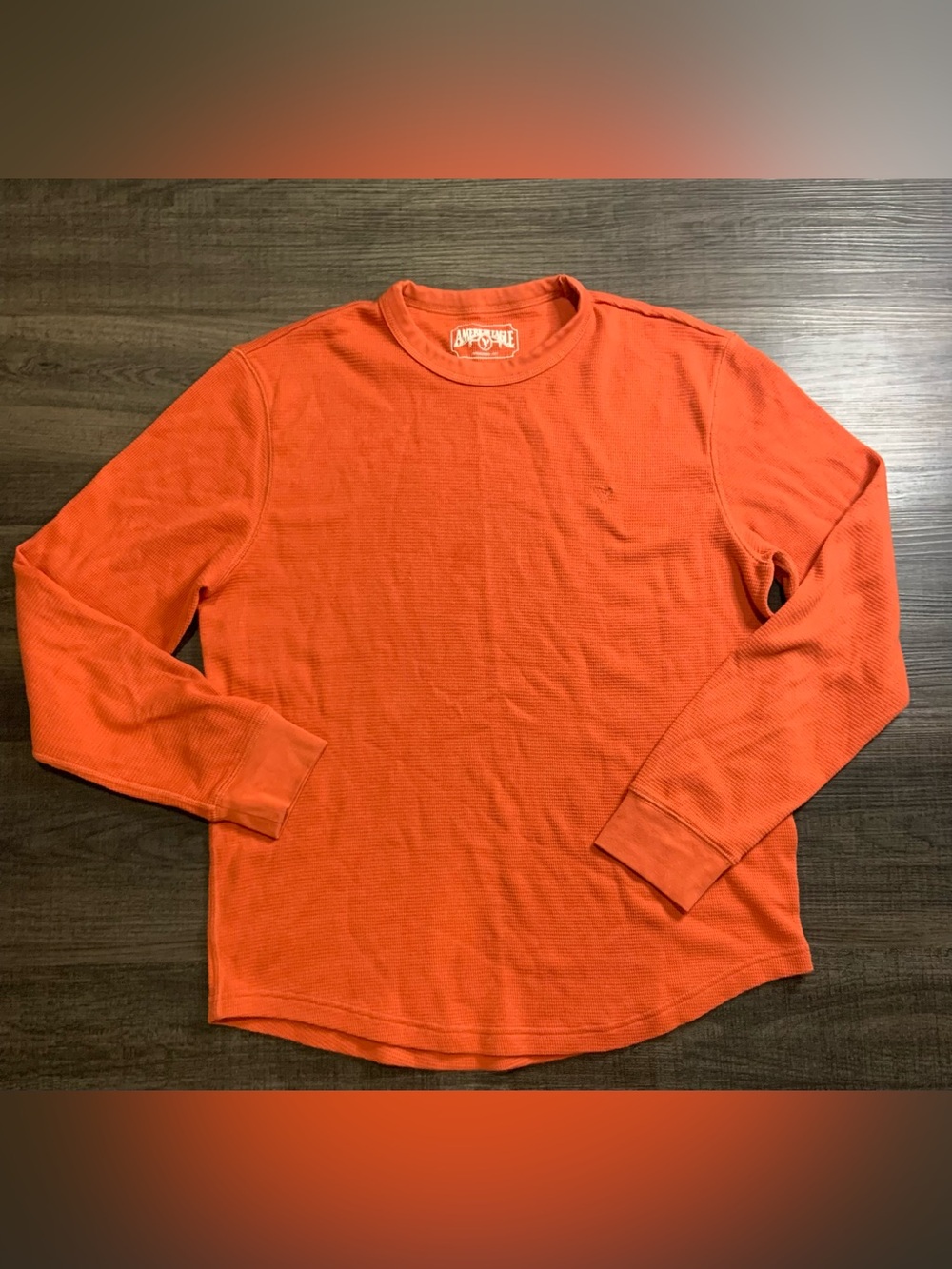 American Eagle Outfitters Orange Long-Sleeve Thermal Crew